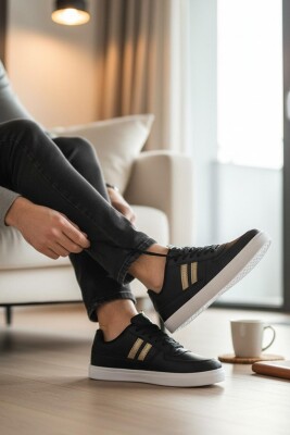 038 Rahat Taban Günlük Unisex Siyah Erkek Spor Ayakkabı - 2