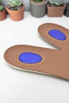 03HK Hakiki Deri Topuk Masajlı Tabanlık Erkek Kadın Ortopedik Tabanlık - 7