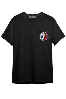 05050 Panda Baskılı Oversize Erkek T-Shirt Siyah Beyaz Erkek T-Şhirt - 2