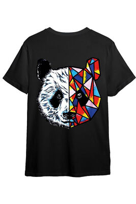 05050 Panda Baskılı Oversize Erkek T-Shirt Siyah Beyaz Erkek T-Şhirt - 4