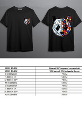 05050 Panda Baskılı Oversize Erkek T-Shirt Siyah Beyaz Erkek T-Şhirt - 6