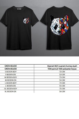 05050 Panda Baskılı Oversize Erkek T-Shirt Siyah Beyaz Erkek T-Şhirt - 6