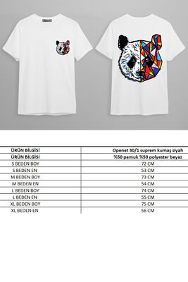 05050 Panda Baskılı Oversize Erkek T-Shirt Siyah Beyaz Erkek T-Şhirt - 5