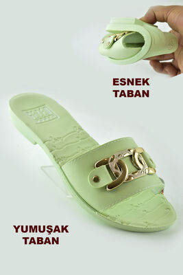 0537 Yumuşak Esnek Taban Günlük Kadın Terlik Sandalet Renkli Kadın Terlik - 3