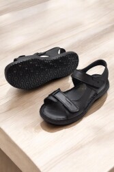 088 Topuk Jelli Tam Ortopedik Taban Hakiki Deri Erkek Sandalet Cırtlı Sandalet - 6