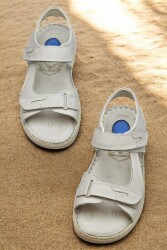 088 Topuk Jelli Tam Ortopedik Taban Hakiki Deri Erkek Sandalet Cırtlı Sandalet - 3