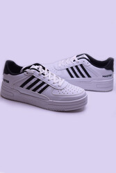 135 Rahat Beyaz Siyah Kız Erkek Sneakers Spor Ayakkabı Cilt Malzeme - 5