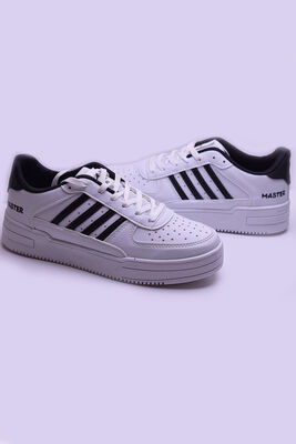 135 Rahat Beyaz Siyah Kız Erkek Sneakers Spor Ayakkabı Cilt Malzeme - 5