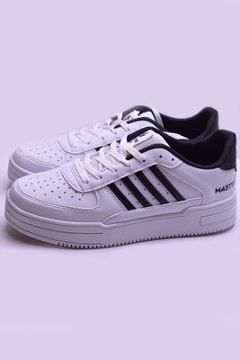 135 Rahat Beyaz Siyah Kız Erkek Sneakers Spor Ayakkabı Cilt Malzeme - 1