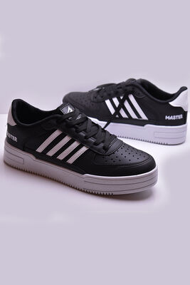 135 Rahat Beyaz Siyah Kız Erkek Sneakers Spor Ayakkabı Cilt Malzeme - 4