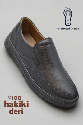 1387 Tam Ortopedik Taban %100 Hakiki Deri Erkek Ayakkabı Bağcıksız Casual Erkek Ayakkabı - 1