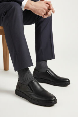 1387 Tam Ortopedik Taban %100 Hakiki Deri Erkek Ayakkabı Bağcıksız Casual Erkek Ayakkabı - 3