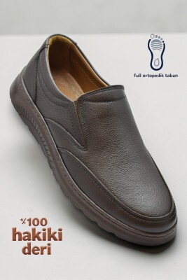 1387 Tam Ortopedik Taban %100 Hakiki Deri Erkek Ayakkabı Bağcıksız Casual Erkek Ayakkabı - 2