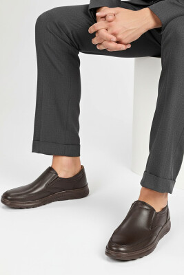 1387 Tam Ortopedik Taban %100 Hakiki Deri Erkek Ayakkabı Bağcıksız Casual Erkek Ayakkabı - 4