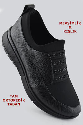 165 Calenderio FULL Ortopedik Taban Günlük Kadın Siyah Ayakkabı 4 Bant - 1