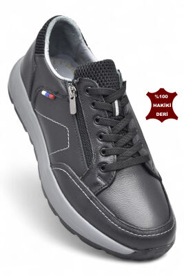 1751 Tam Ortopedik Taban Hakiki Deri Erkek Ayakkabı Fermuarlı Erkek Ayakkabı - 1