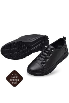 1903 TAM ORTOPEDİK Taban Günlük Siyah Hakiki Deri Kadın Ayakkabı Anne Ayakkabı Özel Deri - 2