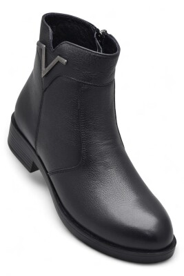 19802 Tam Ortopedik Siyah Hakiki Deri Kadın Bot Fermuarlı Kışlık Deri Kadın Bot - ISPARTALILAR