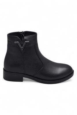 19802 Tam Ortopedik Siyah Hakiki Deri Kadın Bot Fermuarlı Kışlık Deri Kadın Bot - 3