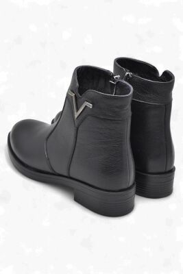 19802 Tam Ortopedik Siyah Hakiki Deri Kadın Bot Fermuarlı Kışlık Deri Kadın Bot - 5