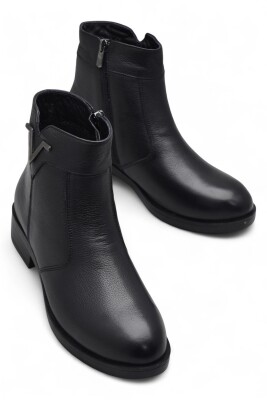 19802 Tam Ortopedik Siyah Hakiki Deri Kadın Bot Fermuarlı Kışlık Deri Kadın Bot - 2