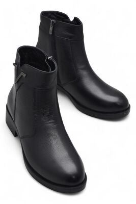 19802 Tam Ortopedik Siyah Hakiki Deri Kadın Bot Fermuarlı Kışlık Deri Kadın Bot - 2