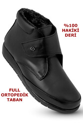 200 Ortopedik Taban İçi Kürklü Siyah Anne Botu Kadın Cırtlı Bot Ayakkabı - ISPARTALILAR