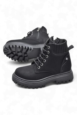 236 Ortopedik Bağcıklı Fermuarlı Kız Çocuk Bot Ayakkabı İçi Yünlü Kız Çocuk Botu - 5