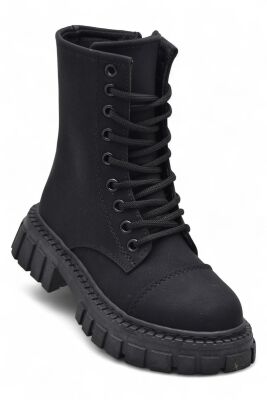 2395 Ortopedik Bağcıklı Fermuarlı Kız Çocuk Bot Ayakkabı İçi Yünlü Kız Çocuk Botu - 1