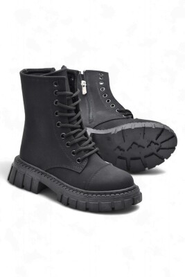 2395 Ortopedik Bağcıklı Fermuarlı Kız Çocuk Bot Ayakkabı İçi Yünlü Kız Çocuk Botu - 4