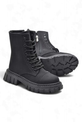 2395 Ortopedik Bağcıklı Fermuarlı Kız Çocuk Bot Ayakkabı İçi Yünlü Kız Çocuk Botu - 4