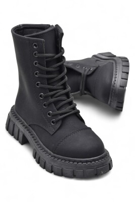 2395 Ortopedik Bağcıklı Fermuarlı Kız Çocuk Bot Ayakkabı İçi Yünlü Kız Çocuk Botu - 2