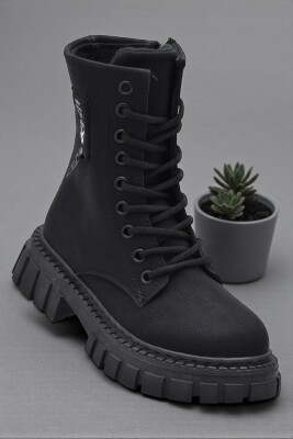 2396 Ortopedik Bağcıklı Fermuarlı Kız Çocuk Bot Ayakkabı İçi Yünlü Kız Çocuk Botu - ISPARTALILAR