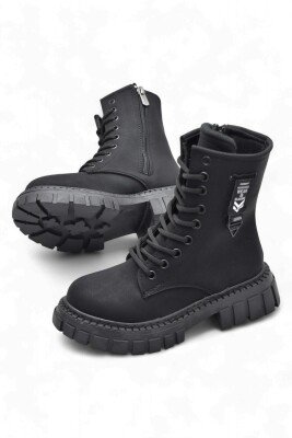 2396 Ortopedik Bağcıklı Fermuarlı Kız Çocuk Bot Ayakkabı İçi Yünlü Kız Çocuk Botu - 4