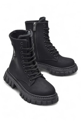 2396 Ortopedik Bağcıklı Fermuarlı Kız Çocuk Bot Ayakkabı İçi Yünlü Kız Çocuk Botu - 2