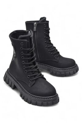 2396 Ortopedik Bağcıklı Fermuarlı Kız Çocuk Bot Ayakkabı İçi Yünlü Kız Çocuk Botu - 2