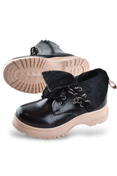 258 Ortopedik Bağcıklı Fermuarlı Kız Siyah Çocuk Bot Ayakkabı Kürklü Kız Çocuk Bot - 5