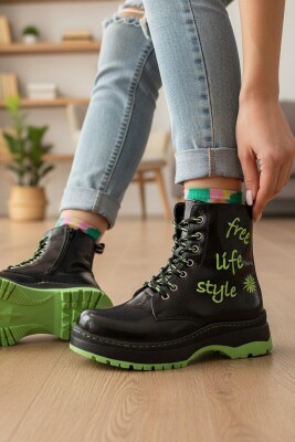 258 Ortopedik Bağcıklı Fermuarlı Kız Çocuk Bot Ayakkabı Kürklü Kız Çocuk Bot - 7