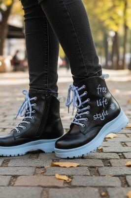 258 Ortopedik Bağcıklı Fermuarlı Kız Çocuk Bot Ayakkabı Kürklü Kız Çocuk Bot - 2