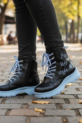 258 Ortopedik Bağcıklı Fermuarlı Kız Çocuk Bot Ayakkabı Kürklü Kız Çocuk Bot - 2