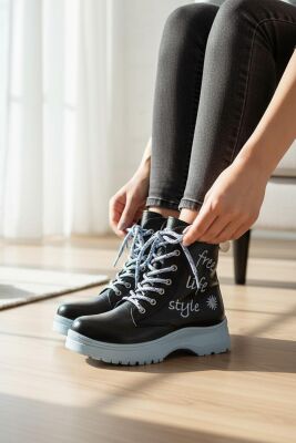 258 Ortopedik Bağcıklı Fermuarlı Kız Çocuk Bot Ayakkabı Kürklü Kız Çocuk Bot - 5