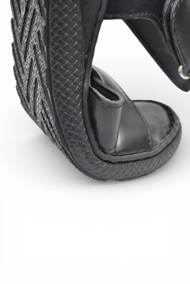 26-103S TAM Ortopedik Taban Günlük Kadın Sandalet Terlik Siyah Sandalet - 6