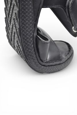 26-103S TAM Ortopedik Taban Günlük Kadın Sandalet Terlik Siyah Sandalet - 6