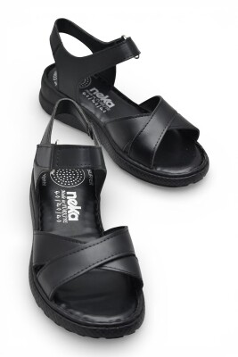 26-103S TAM Ortopedik Taban Günlük Kadın Sandalet Terlik Siyah Sandalet - 2