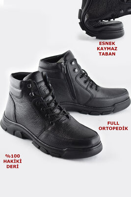 26060 Hakiki Deri Ortopedik Kaymaz Taban Erkek Bot Ayakkabı Erkek Bot - 1