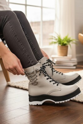 269 Ortopedik Bağcıklı Fermuarlı Kız Çocuk Bot Ayakkabı Kürklü Kız Çocuk Bot - 4