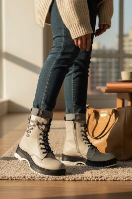 269 Ortopedik Bağcıklı Fermuarlı Kız Çocuk Bot Ayakkabı Kürklü Kız Çocuk Bot - 6