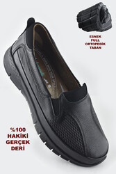 ISPARTALILAR - 301 TAM ORTOPEDİK Taban Günlük Siyah Hakiki Deri Kadın Ayakkabı