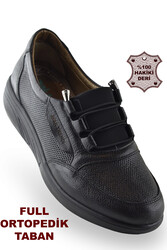 ISPARTALILAR - 303 TAM ORTOPEDİK Taban Günlük Siyah Hakiki Deri Kadın Ayakkabı Anne Ayakkabısı