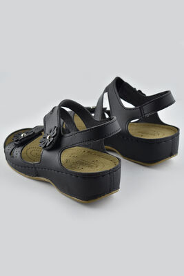 3081 CV TAM Ortopedik Taban Günlük Kadın Sandalet Terlik Siyah Sandalet - 3